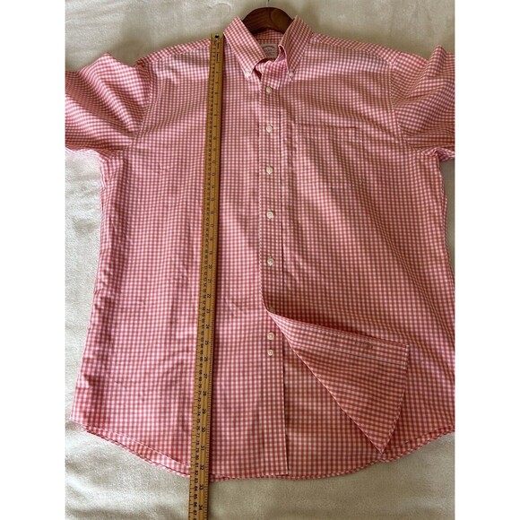Brooks Brothers Mens Shirt Large Button Up Non Iron Gingham Checks Pocket Preppy - Picture 5 of 8